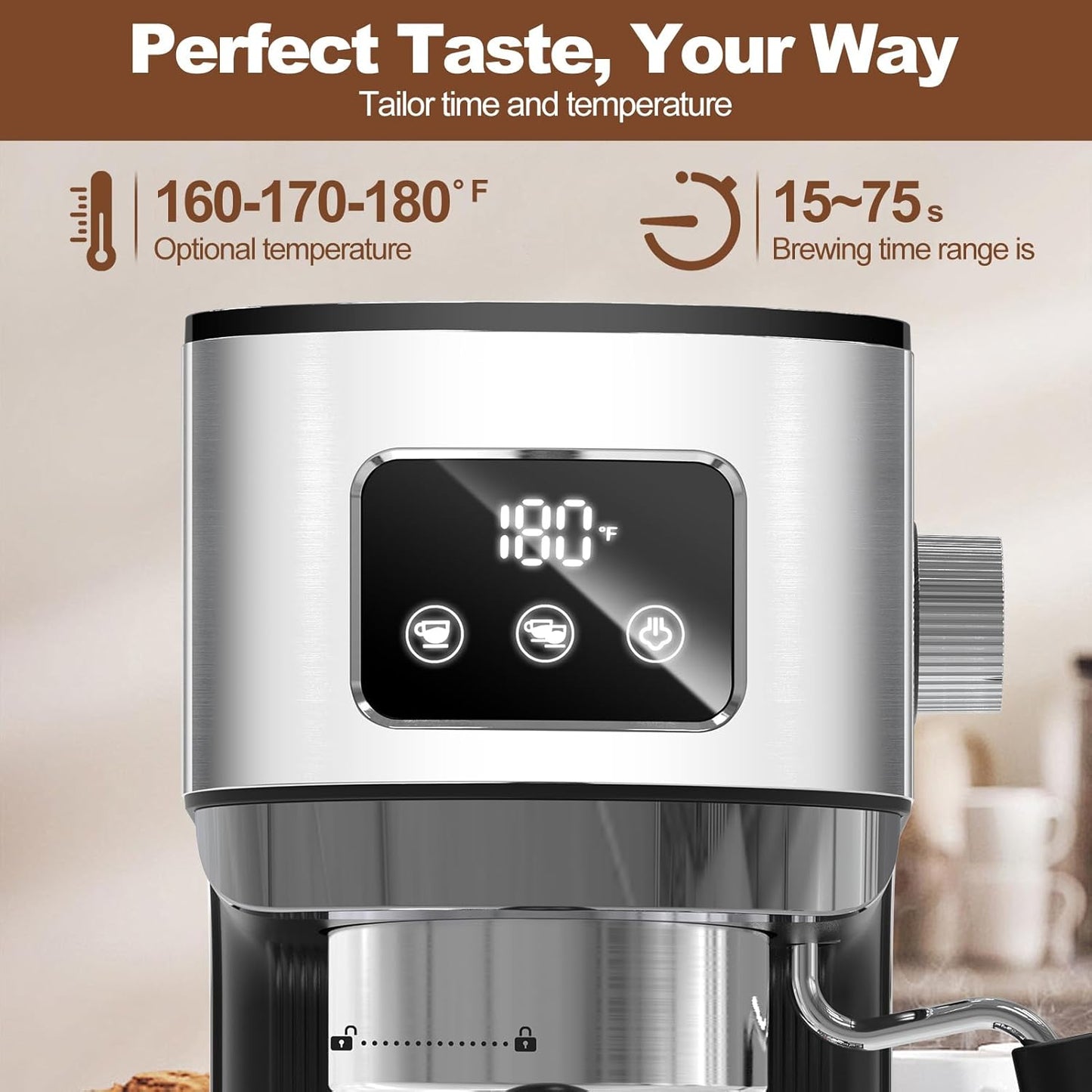 Geek Chef Espresso Machine, 20 Bar Coffee Machine, Latte Machine, Cappuccino Maker, Espresso Maker for Home