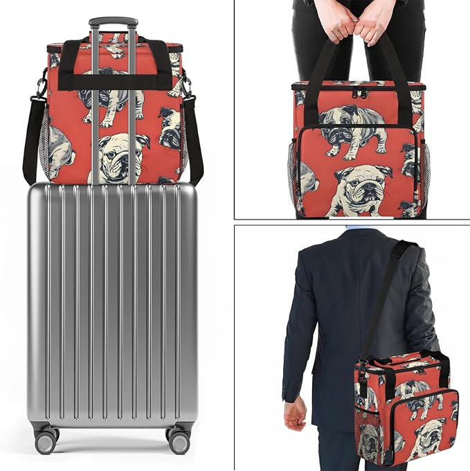 Bulldog Dogs Coffee Maker Carring Bag, Large Insulated Storage Organizer Case - Image 7