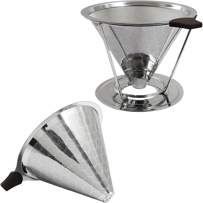Bonsicoky Pour Over Coffee Dripper, Stainless Steel Coffee Filter, Metal Cone - Image 5