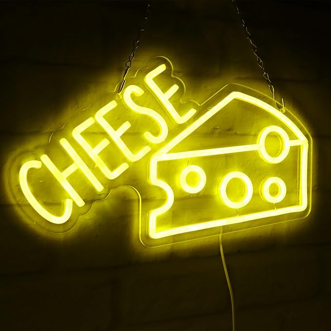 Balanar CHEESE Neon Signs For Wall Decor LED Lights For Bedroom Yellow Neon - Image 8