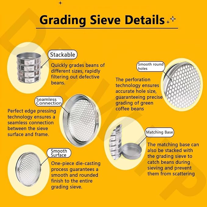 Portable Coffee Bean Sorting Sieve Coffee Green Bean Grading Sieve Set 10-Layer - Image 8