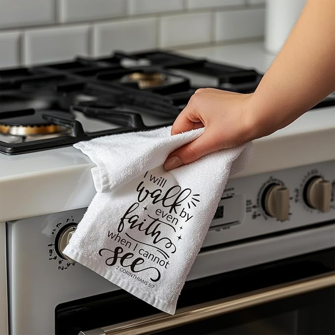 CUTHOLLOW Bible Quote Decorative Kitchen Towels Set of 4, 15.74"x23.62" Soft & - Image 7
