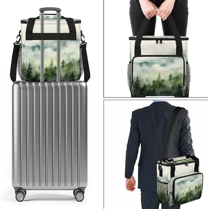 Forest Tree Coffee Maker Carring Bag, Large Insulated Storage Organizer Case - Image 7