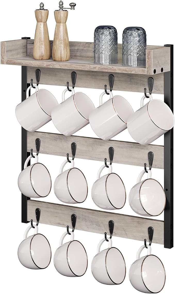 YATINEY Coffee Mug Holder Stand, 3 Tier Mug Tree Rack, Hanging 12 Cups - Image 8