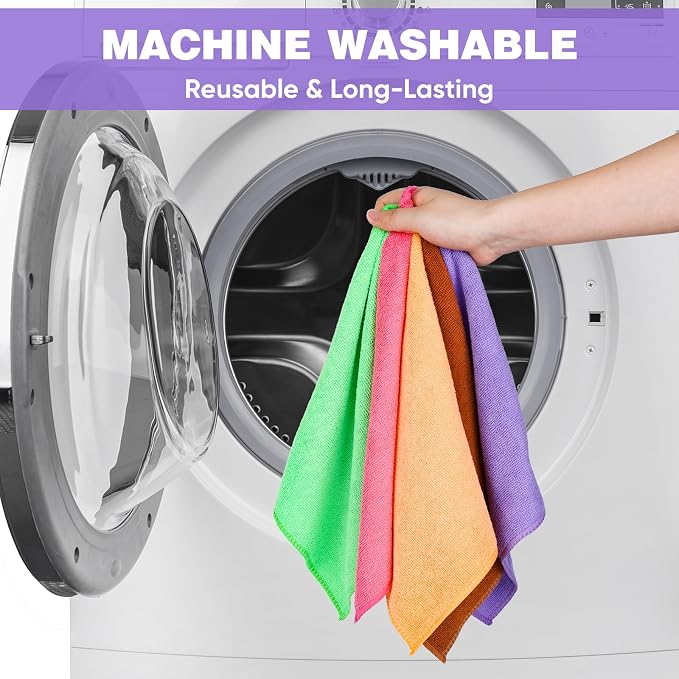 TEAWOO 10 Colors Microfiber Cleaning Cloths, 50 Pack Assorted Cleaning Rags - Image 6