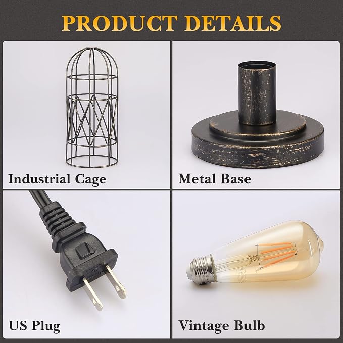 Industrial Table Lamp, Small Touch Lamp - Image 7