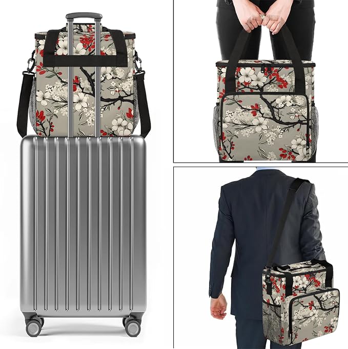Japanese Cherry Blossom Coffee Maker Carring Bag, Large Insulated Storage - Image 7