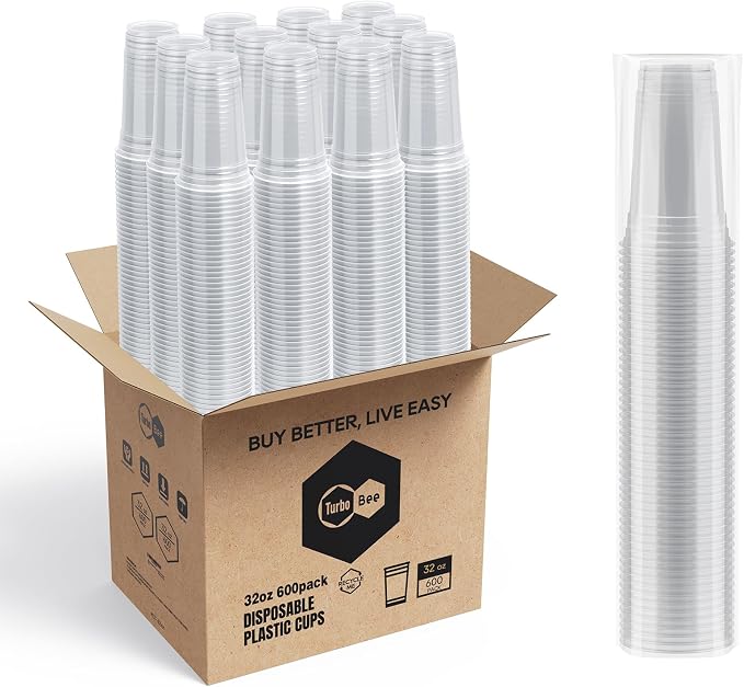 Turbo Bee Disposable Clear Plastic Cups, 32 OZ, 600 Sets | Bpa Free Large - Image 7