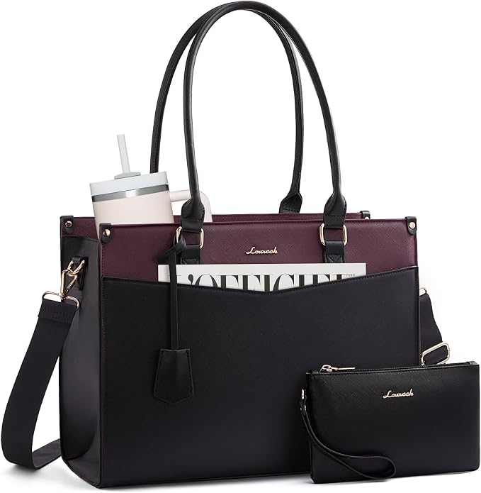 LOVEVOOK Laptop Lunch Bag for Women 15.6 Inch, Waterproof Tote Purse - Image 8
