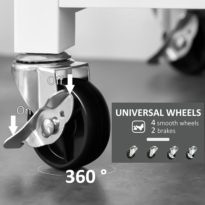 Kitchen Island on Wheels with Stainless Steel Top, Serving & Storage, Farmhouse - Image 9