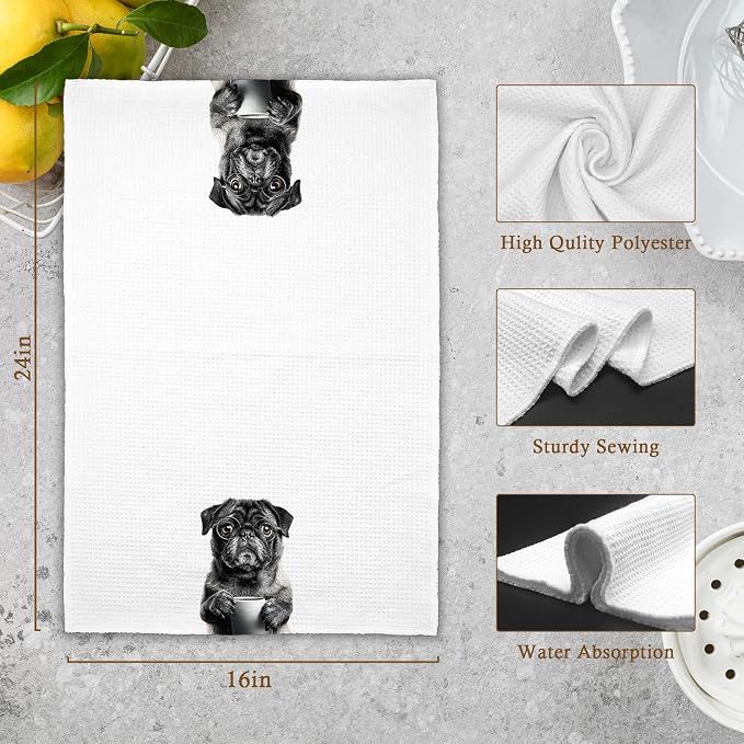 Dog Pug Kitchen Towels, Funny Cute Hand Bathroom Towels Gifts - Image 7