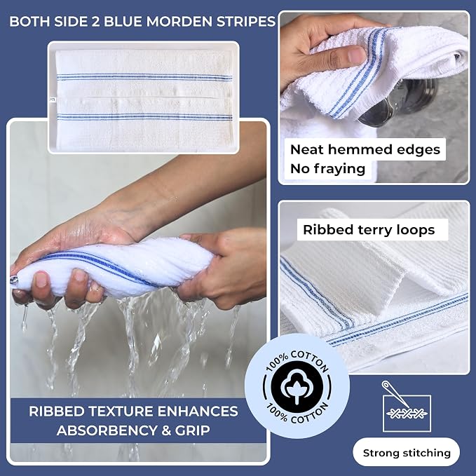 White Cotton Bar Towels For Kitchen - Image 7