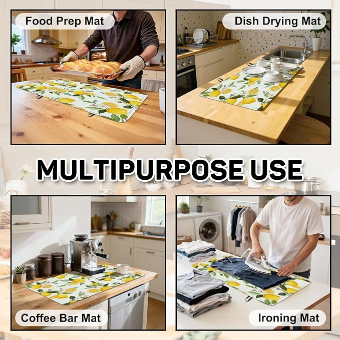 Lemon Fruits Induction Cooktop Protector Mat 28x20 Inch, Heat Resistant Non - Image 7