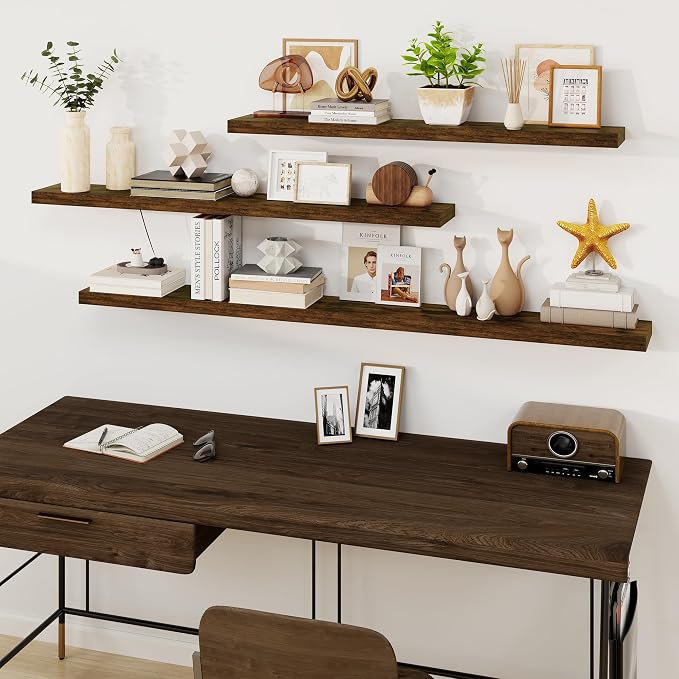 Fun Memories 72Inch Floating Shelves, Wall Mounted Rustic Wood Floating Shelf - Image 8