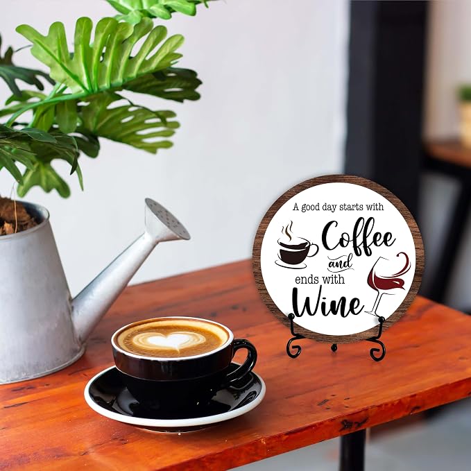 Coffee Bar Decor, Rustic Wooden Sign, 6 x 6 Inches, Tabletop Mount - Image 6