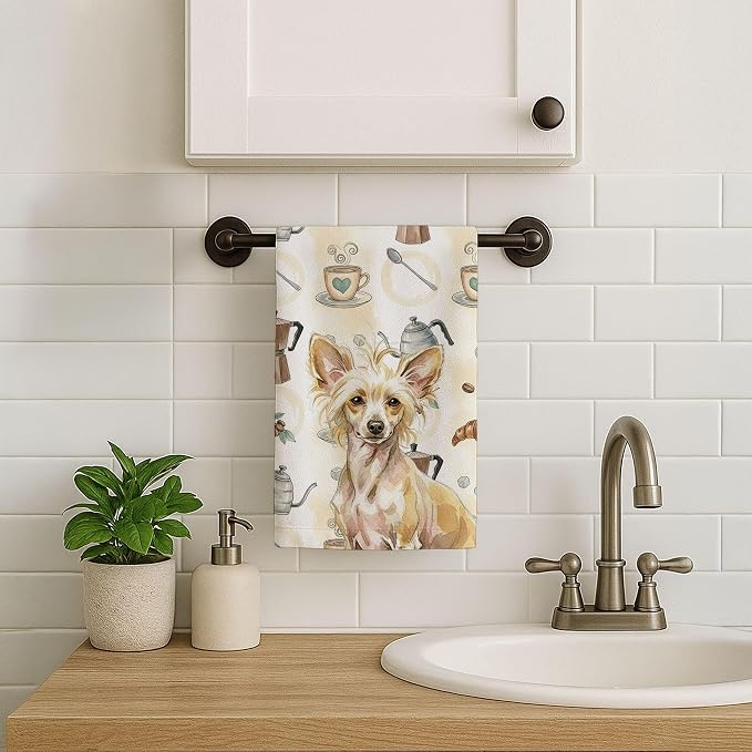 Caroline's Treasures Hairless Palomino Chinese Crested Coffee Bar Kitchen Towel - Image 7