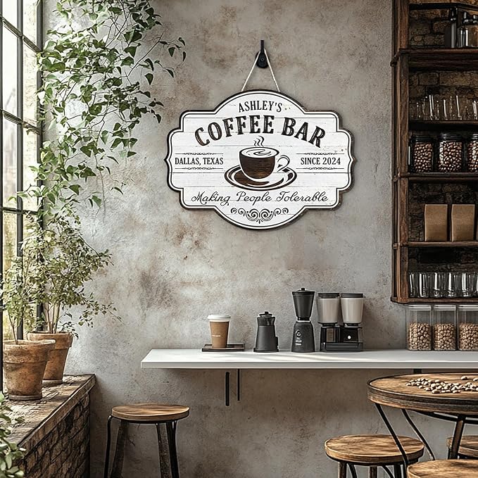 THUYPT Personalized Coffee Sign, Coffee Wooden Sign Plaque Wall Hanging Coffee - Image 7
