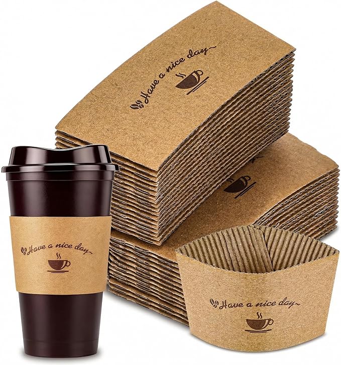 200 Packs Disposable Coffee Cup Sleeves, Thickened Corrugated Paper Cup Holder - Image 7