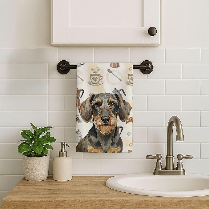 Caroline's Treasures Wirehaired Wild Boar Dachshund Coffee Bar Kitchen Towel - Image 7