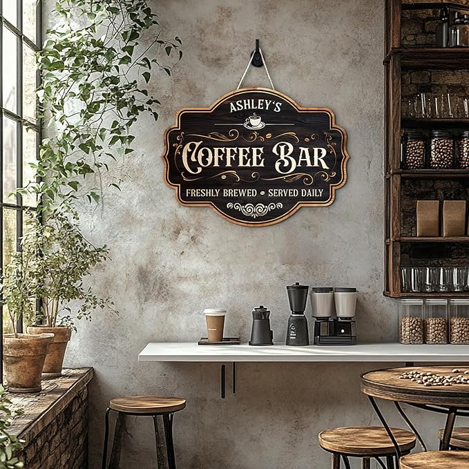 THUYPT Personalized Coffee Sign, Coffee Wooden Sign Plaque Wall Hanging Coffee - Image 7