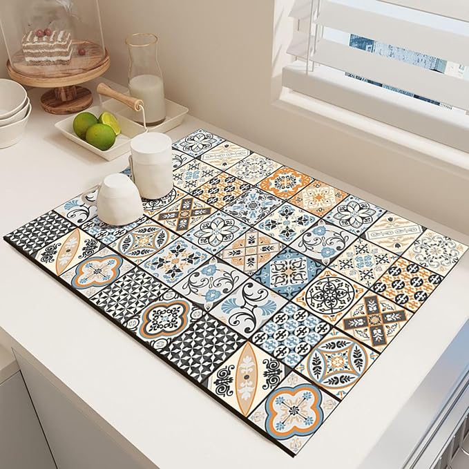 Mandala Boho Dish Drying Mats For Kitchen Counter Dryer Coffee Maker Bar Mat - Image 7