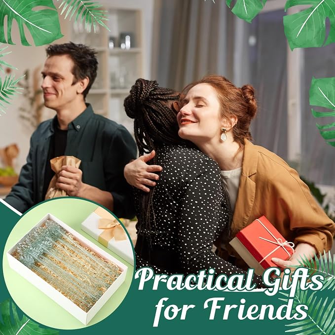 Reallnaive 50 Pcs Palm Leaf Cocktail Swizzle Sticks 7.5 Inch Green Glitter - Image 7