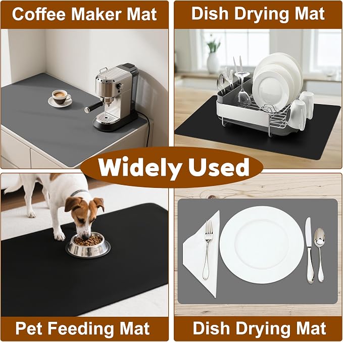 Coffee Mat Hide Stain Rubber Backed Absorbent Cuttable Dish Drying Mat - Image 7
