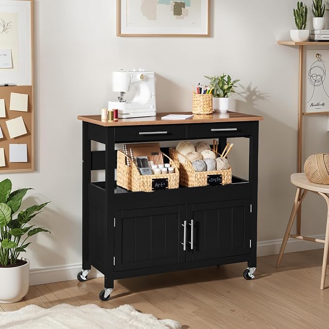 Best Choice Products 36in Large Rolling Kitchen Island Cart, 2-Door Cabinet - Image 8