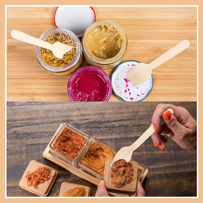 Sieral 1000 Pack 3.74" Disposable Mini Wooden Spoons Bulk Square End Tasting - Image 7