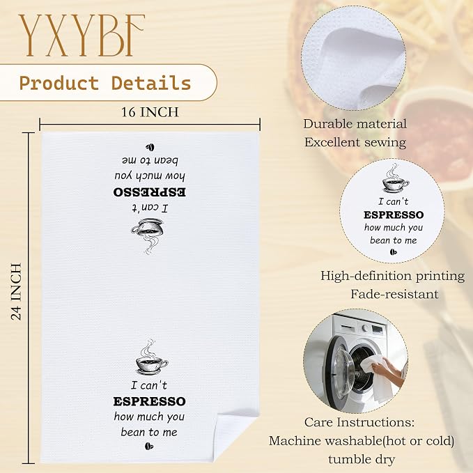 Funny Coffee Kitchen Towels 16x24 Inches, Coffee Lovers Gifts, I Can't Espresso - Image 7
