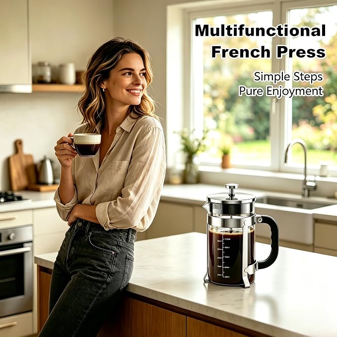 QUQIYSO French Press Coffee Maker, Large French Press - Image 7