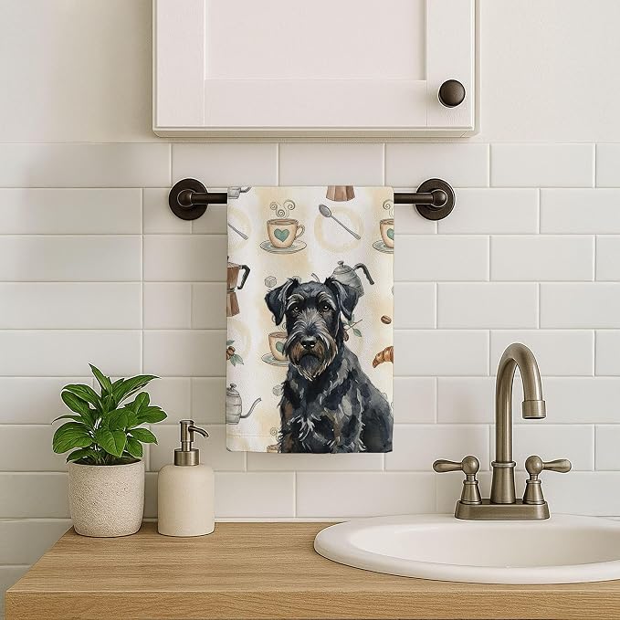 Caroline's Treasures Black Russian Terrier Coffee Bar Kitchen Towel Velour - Image 7