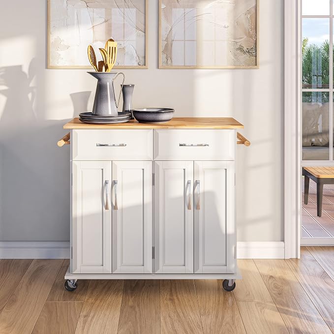 BELLEZE Rolling Kitchen Island Cart on Wheels - Image 8