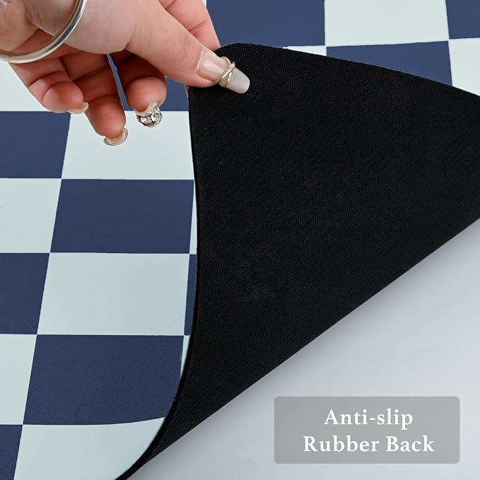 Ohocut Navy Blue Checkered Dish Drying Mat - Image 7