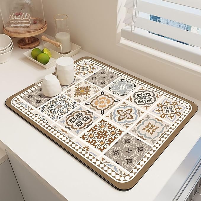Mandala Boho Dish Drying Mats For Kitchen Counter Dryer Coffee Maker Bar Mat - Image 7