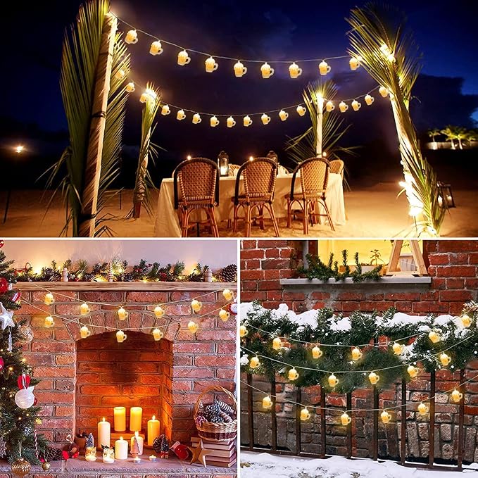 Beer Mug String Lights Celebration Decor Lights, 8.5Ft Outdoor Tropical Lights - Image 8
