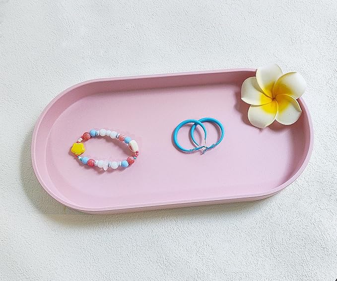 Pink Small Tray, Oval Tray, Countertop Organizer | - Image 9