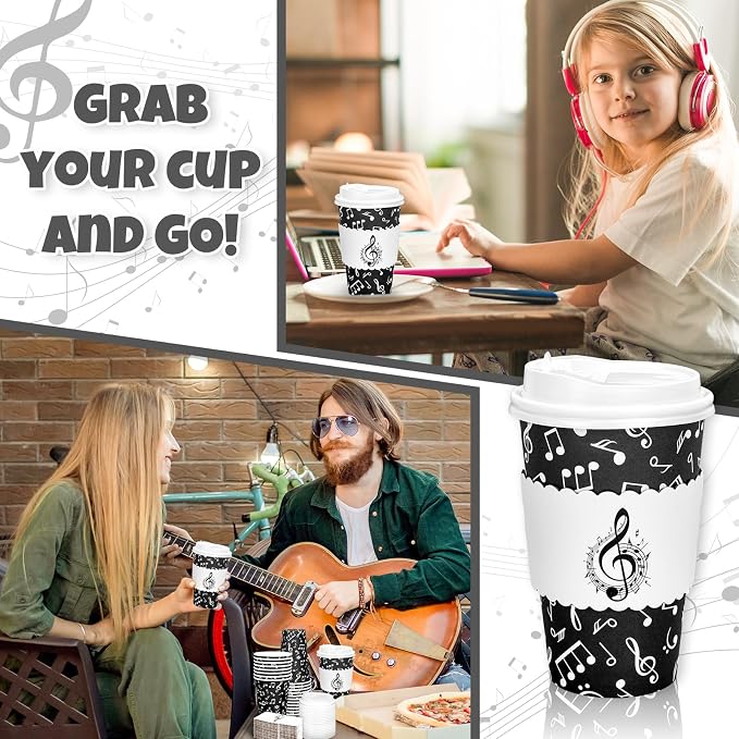 Whaline 50 Pcs Musical Notes Disposable Coffee Cups - Image 7