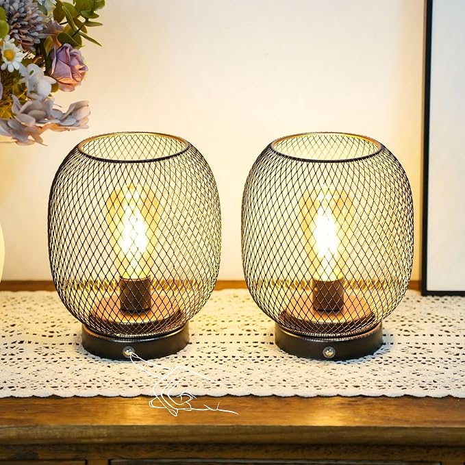 JHY DESIGN Dimmable Touch Lamp Set of 2 Bedside Table Lamp Rechargeable Battery - Image 8