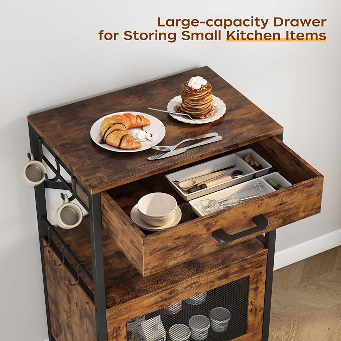 Homeiju Kitchen Island Cart, Kitchen Storage Cart - Image 9