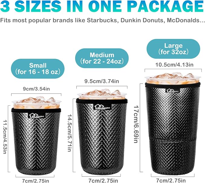 WKIEASON Reusable Iced Coffee Sleeves 16-32OZ PU Leather Neoprene Coffee Cup - Image 6