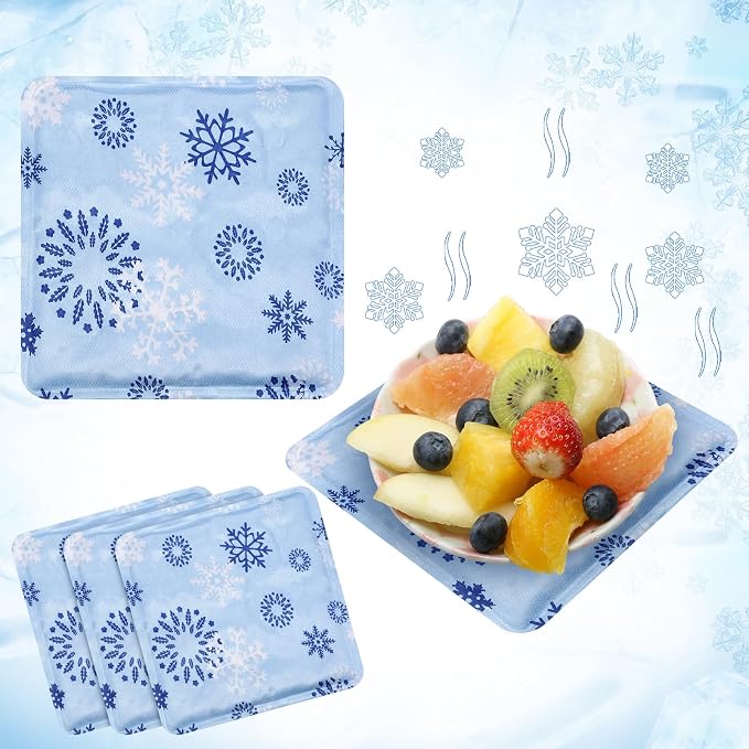 Reallnaive 4 Pcs Cooling Mat for Food Reusable Freezable Ice Mat for Buffet - Image 8