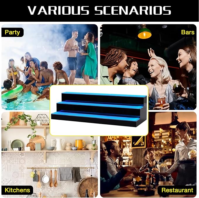 LED Lighted Liquor Bottle Display Shelf, 3 Tiers 40 Inch Bar Bottle Display - Image 7