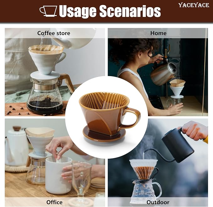 Ceramic Pour Over Coffee Maker, Single Hole Slow Filter - Image 7
