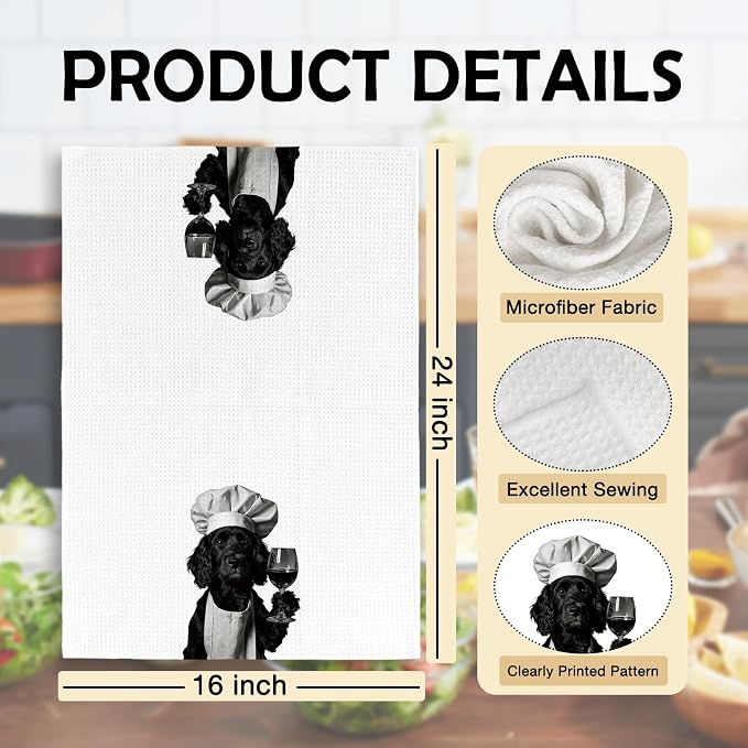Funny Chef Cocker Spaniel Kitchen Towels Set of 2, Cocker Spaniel Dog Gifts - Image 6