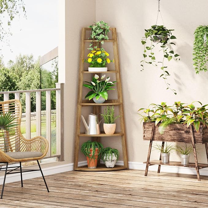 Tribesigns 70 inch Tall Corner Shelf, 5 Tier Modern Corner Bookshelf Bookcase - Image 9