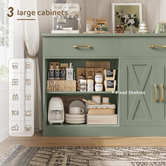 HOSTACK 71" Large Sideboard Buffet Cabinet - Image 9