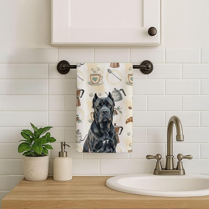Caroline's Treasures Cane Corso Coffee Bar Kitchen Towel Velour Plush Front and - Image 7