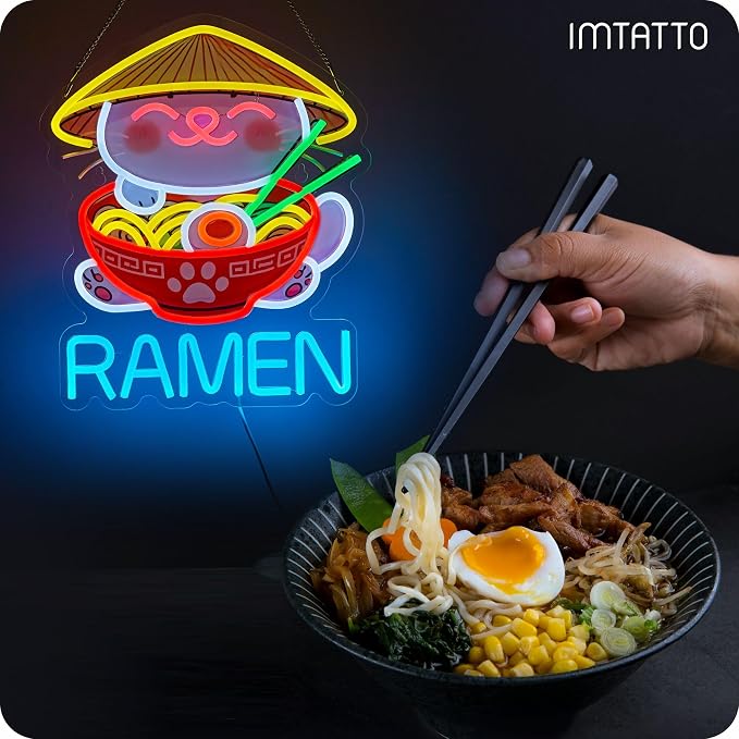 Fortune Cat Ramen Neon Sign Dimmable Japanese Lucky Cat Noodle LED Lights - Image 5