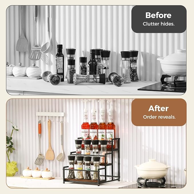 Coffee Syrup Rack Organizer, 3-Tier 12 Syrup Bottles Holder Stand - Image 9